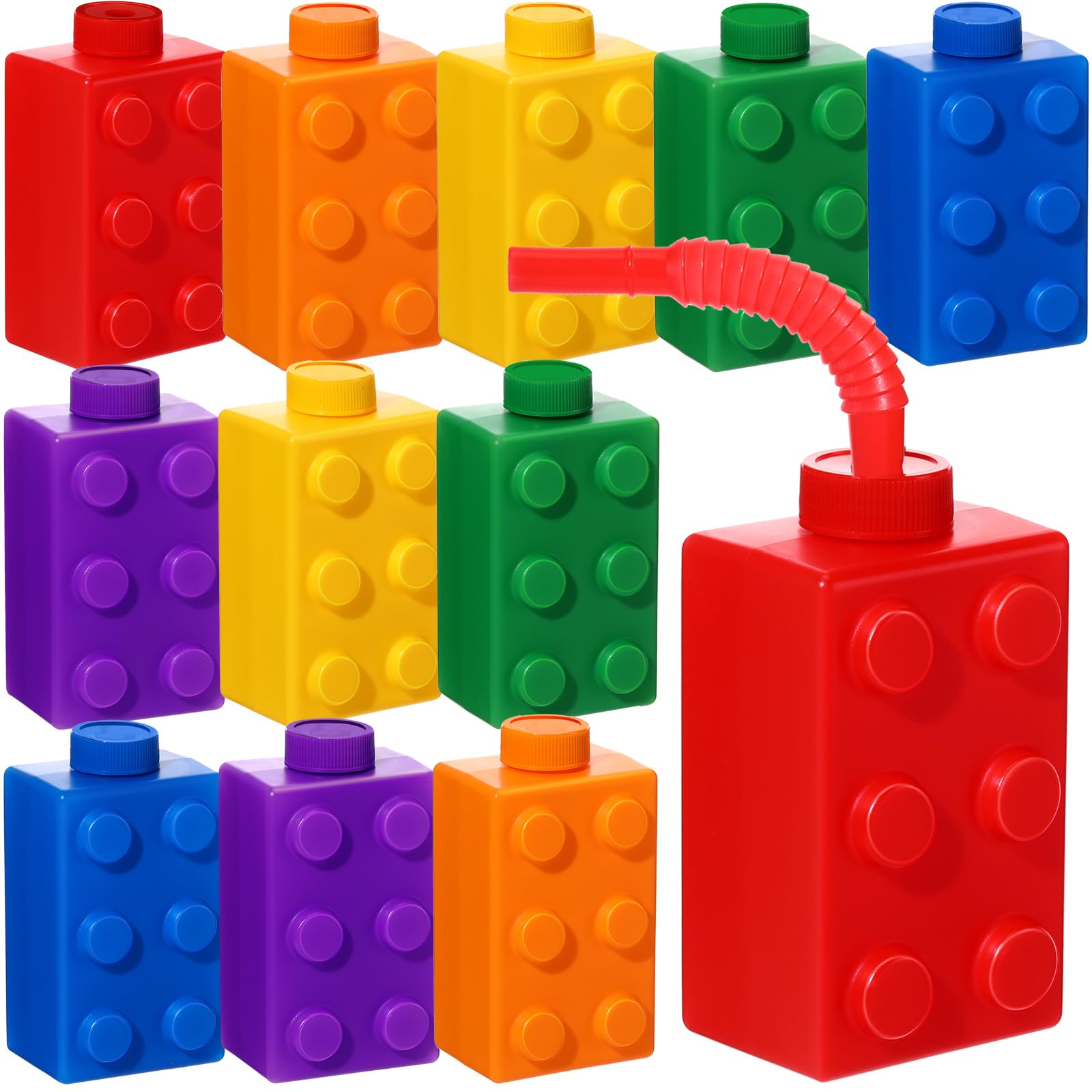 Sawysine brick cups 12-set in vibrant colors for kid-friendly party drinkware.