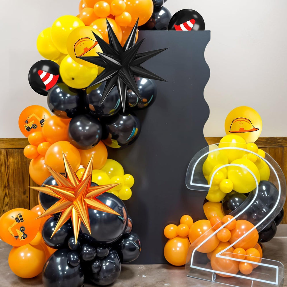 Saxuxu confetti balloons in orange, black, yellow add festive shine