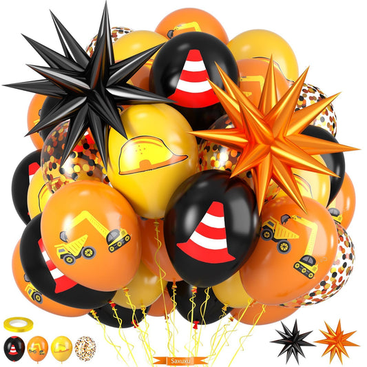Saxuxu construction balloons yellow helmet set for vibrant party decor