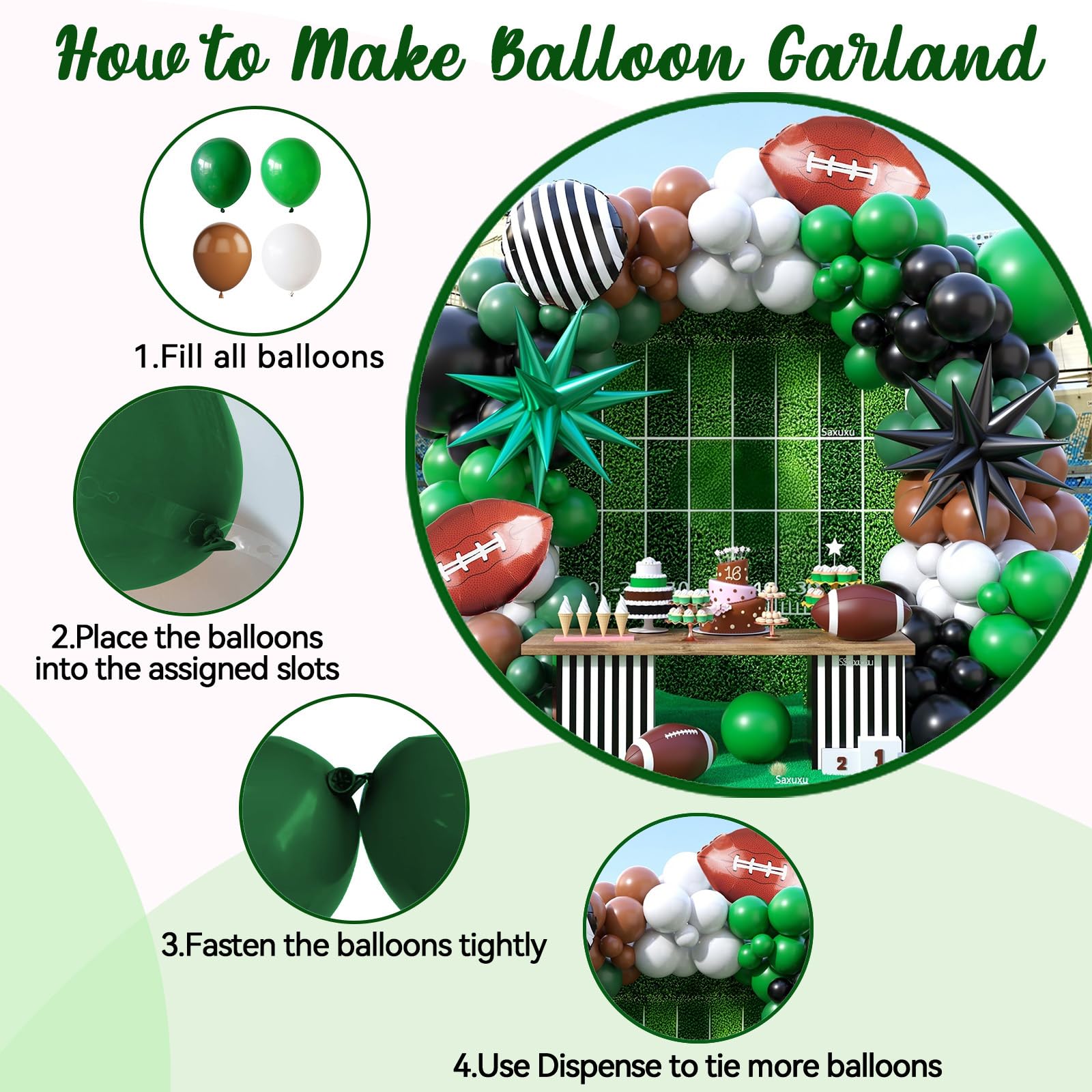 Saxuxu mix of brown white black balloons simulates classic football checkered motif