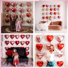Saxuxu hot pink black heart balloons 5-inch foil add cute table decor