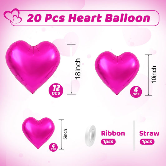 Saxuxu hot pink heart balloons 10inch create layered backdrops for photos.