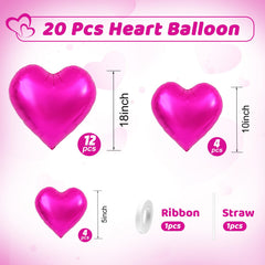 Saxuxu hot pink heart balloons 10inch create layered backdrops for photos.