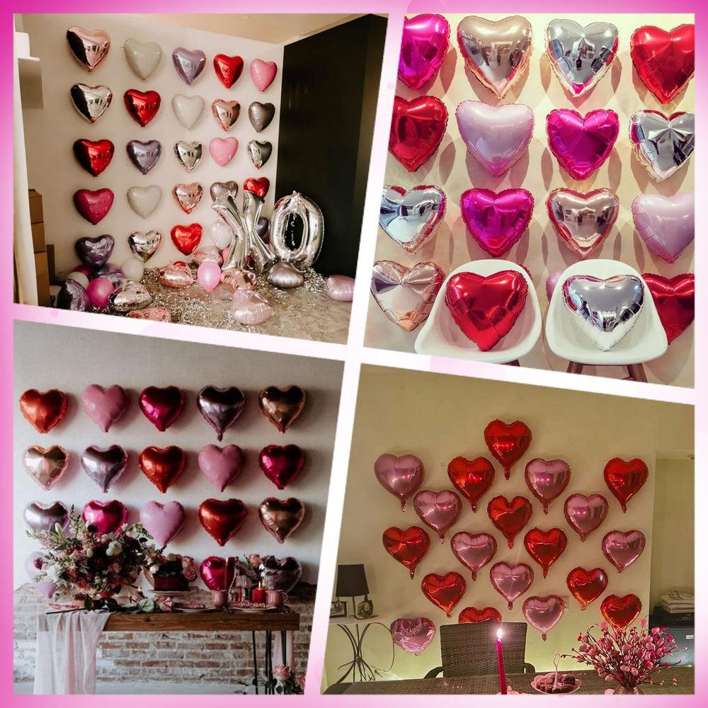 Saxuxu hot pink heart balloons 18inch make a bold centerpiece at celebrations.