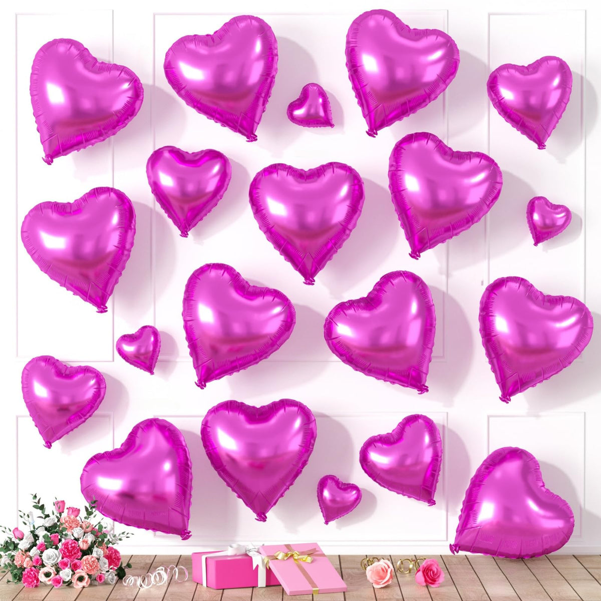 Saxuxu hot pink heart balloons 5inch for cute table settings and festive vibes.