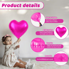 Saxuxu hot pink heart balloons boost Valentines party decor and charm.