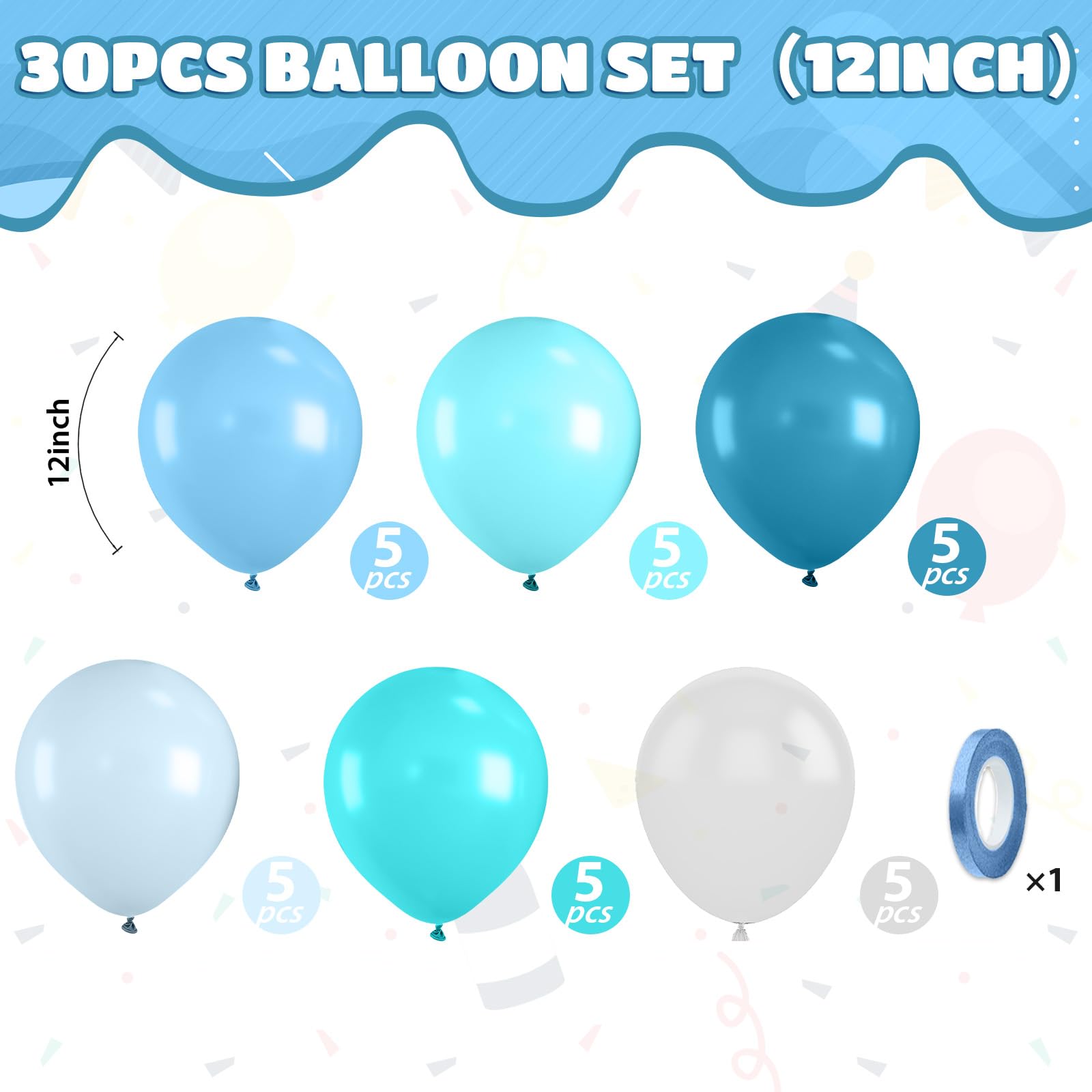 Saxuxu Macaron blue and teal balloons add elegant accents to baby showers