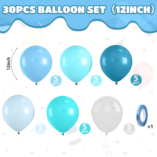 Saxuxu Macaron blue and teal balloons add elegant accents to baby showers