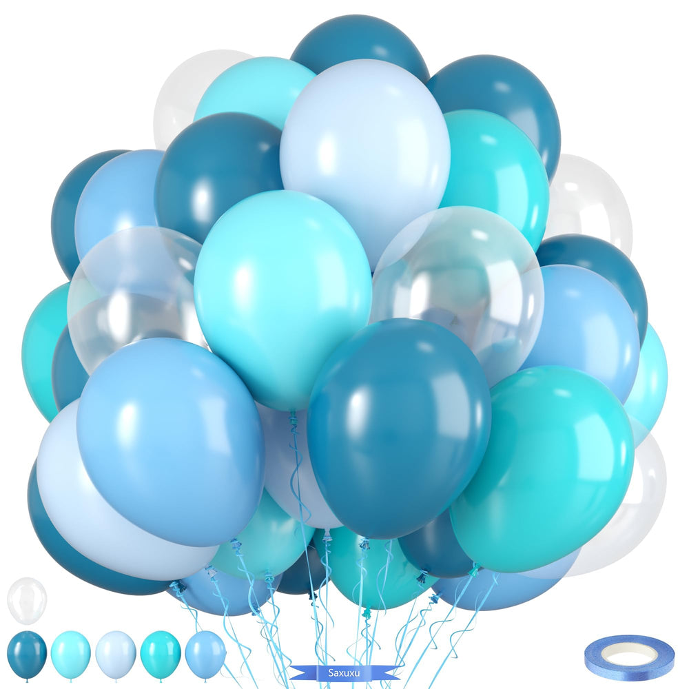 Saxuxu Ocean teal and light blue balloons for sea themed celebration decor
