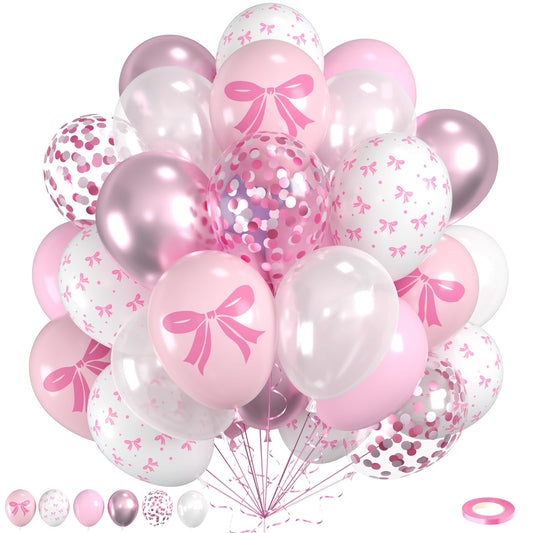 Saxuxu pink bow balloons pack adds festive charm to any party setting