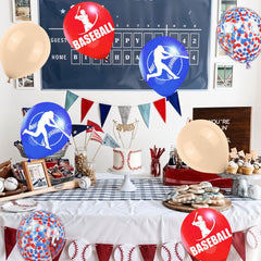 Saxuxu red baseball balloons 12in for game day decor