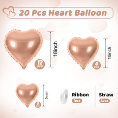 Saxuxu Rose Gold Heart Balloons 10-inch size for mid-size backdrops and photo moments.