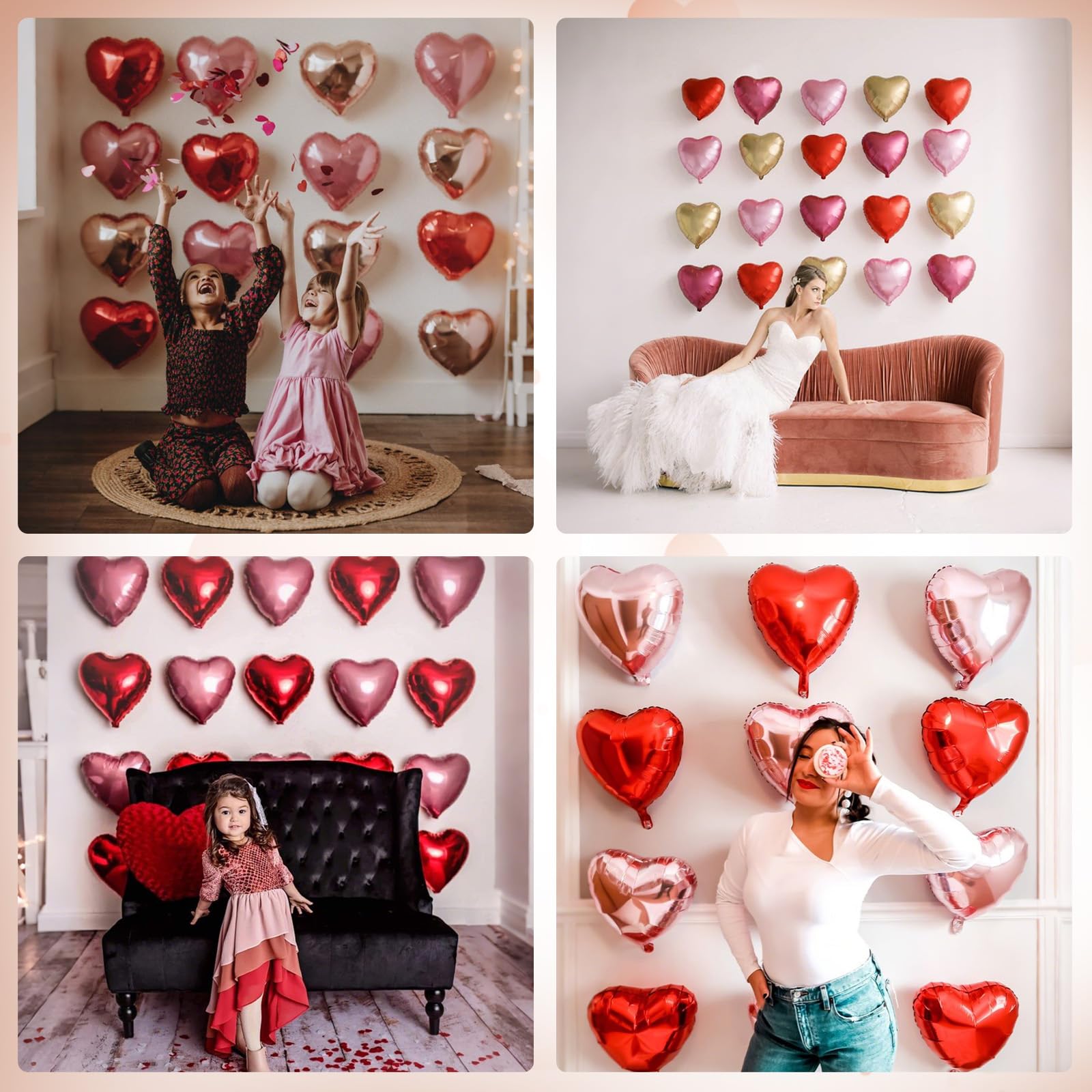 Saxuxu Rose Gold Heart Balloons 18-inch size for striking focal points at weddings.