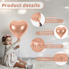 Saxuxu Rose Gold Heart Balloons birthday display adds festive flair.