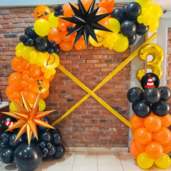 Saxuxu black star foil balloon elevates centerpiece visuals