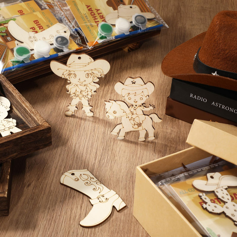 Saypacck hanging cowboy wood crafts with pre-punched holes for decor