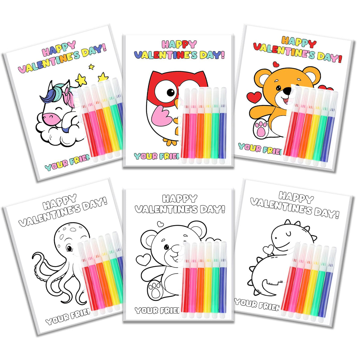 Saypacck Valentines card doodle giraffe for classroom exchanges and keepsakes
