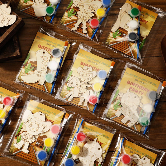 Saypacck western cowboy wood crafts set: smooth pieces ready for painting and display