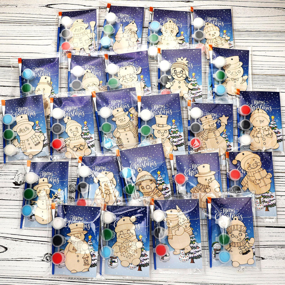 Saypacck winter snowman ornaments ready for painting and hanging as festive decor