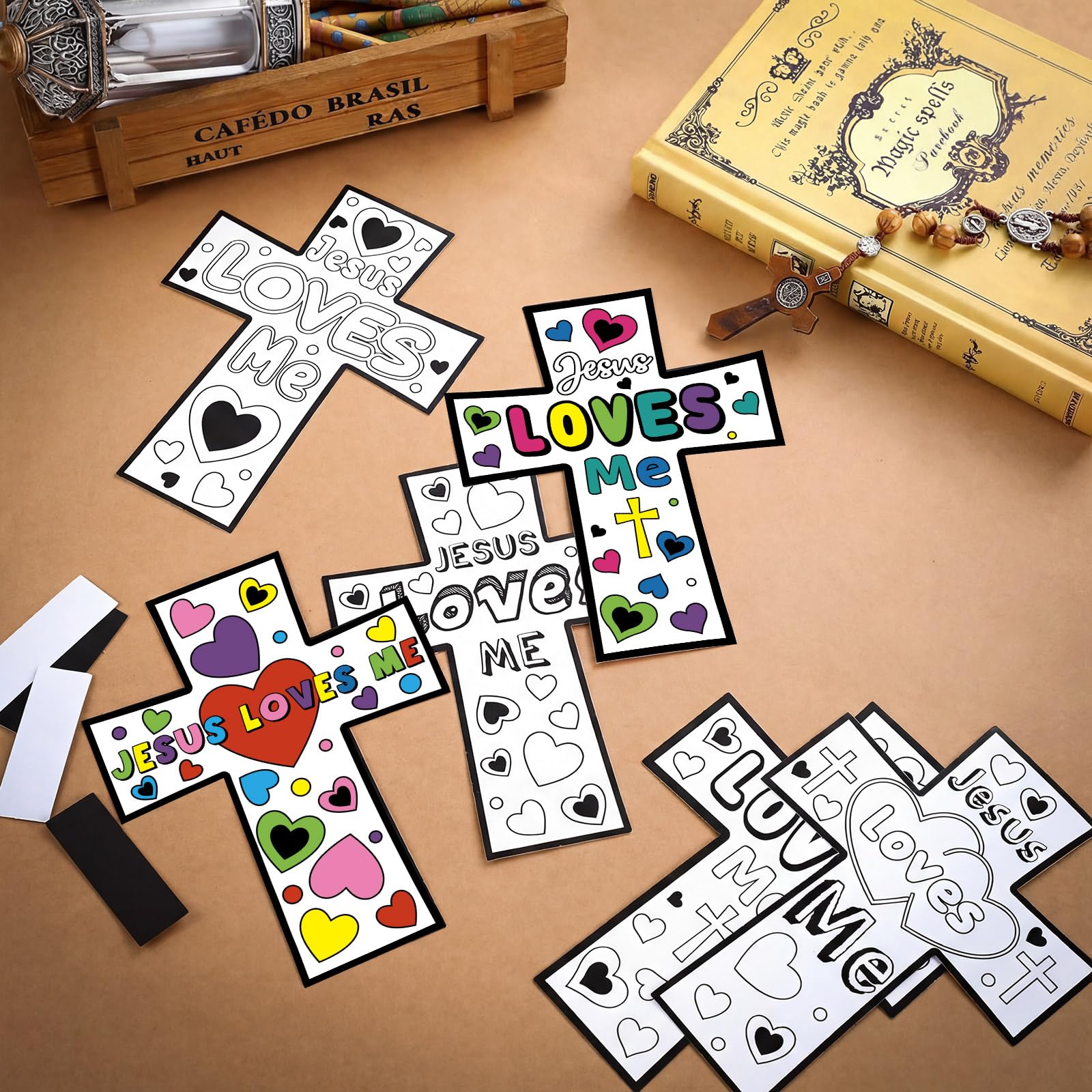Saysurey Jesus Loves Me cross card designs ready for coloring and gifting