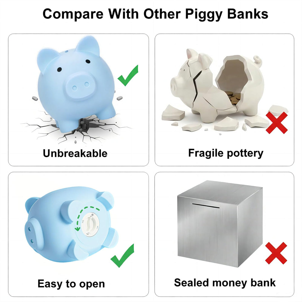 Sbrvaniy piggy bank accepts many coins for flexible saving.