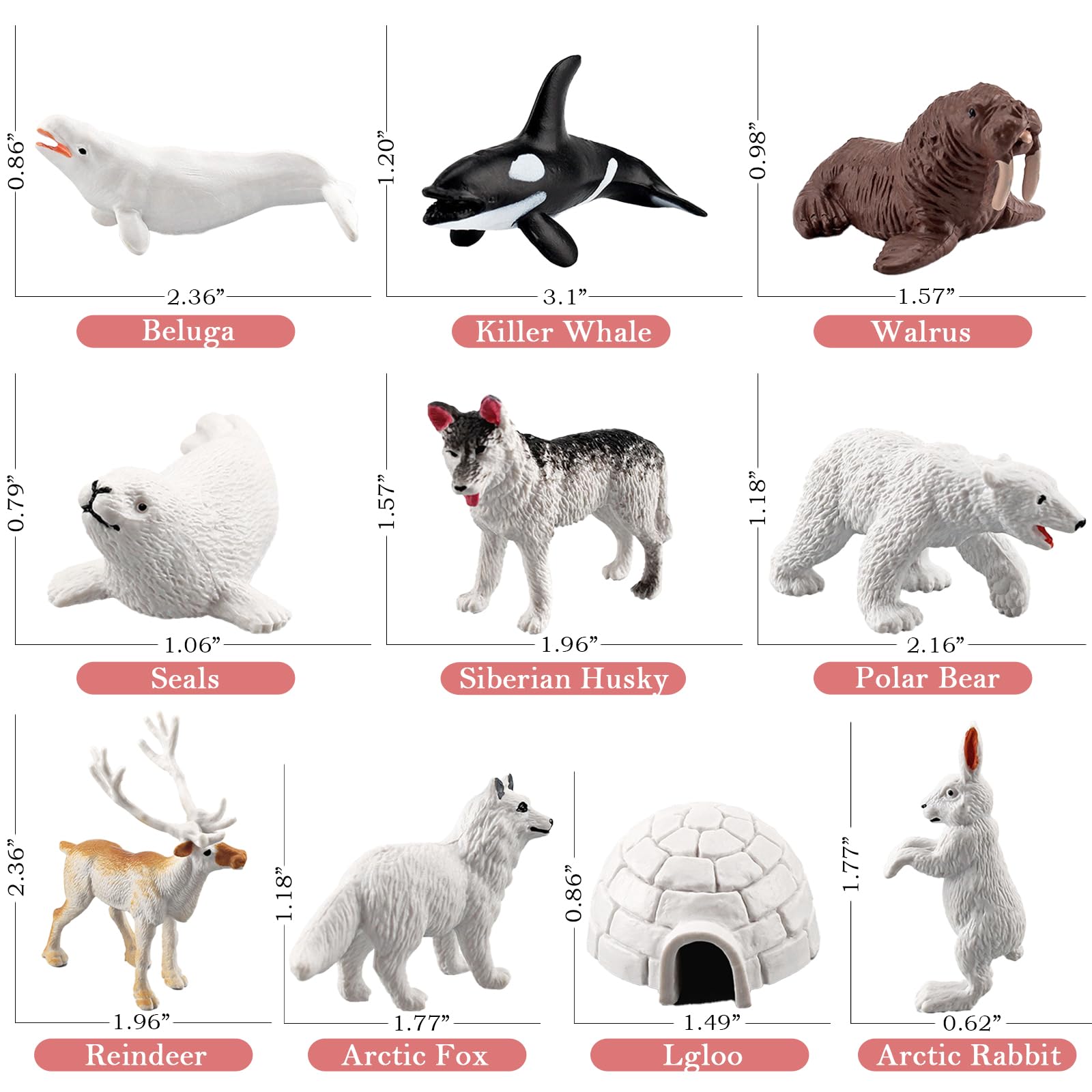 SCAHOW Arctic fox figurine for imaginative play and dioramas.