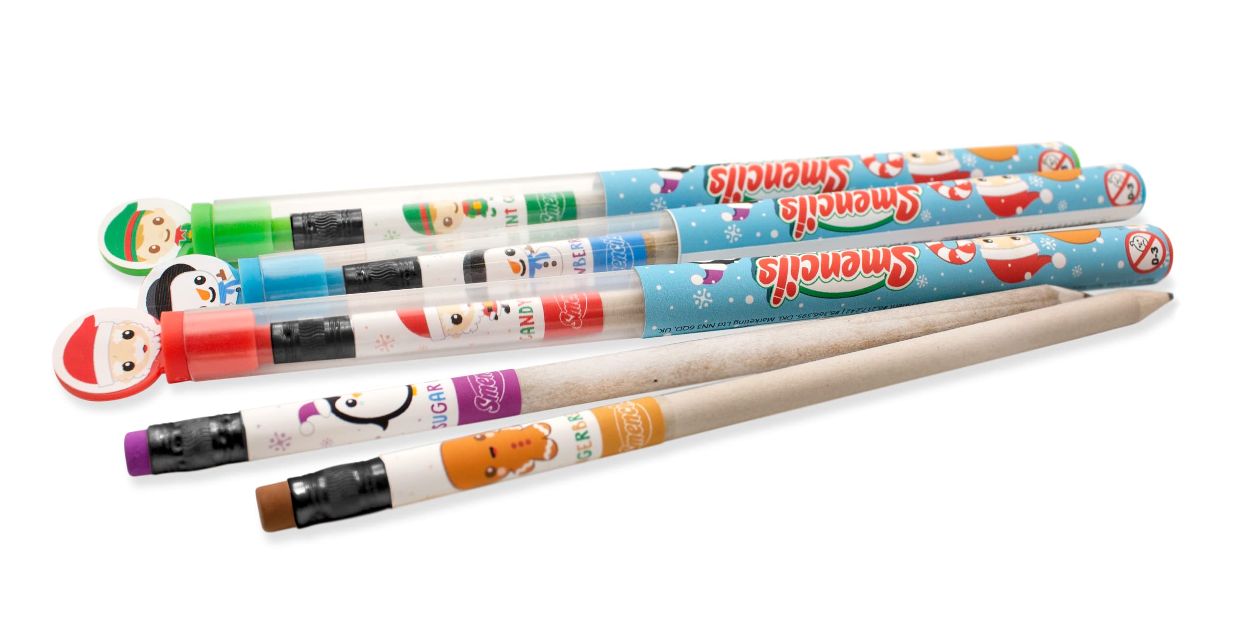 Scentco holiday Smencils gift box set, five HB2 pencils, ready to surprise