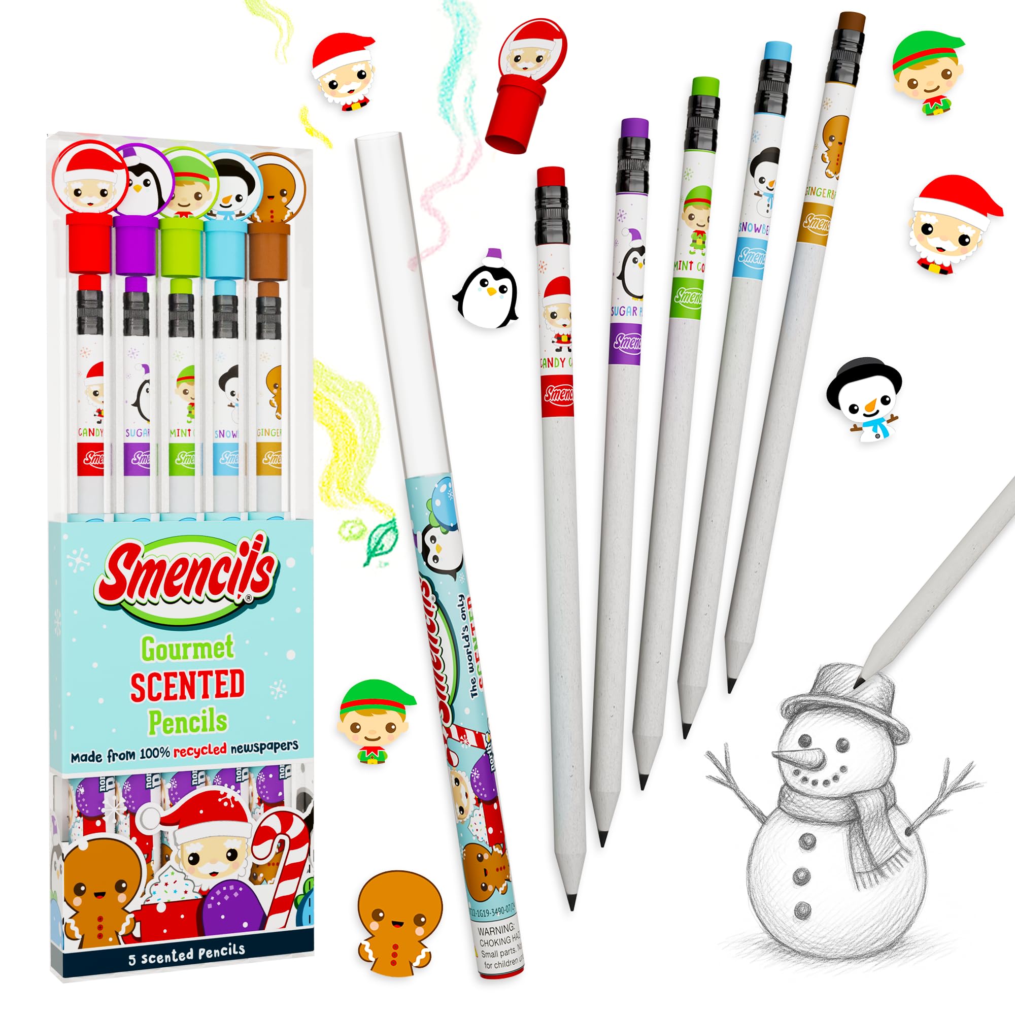 Scentco Holiday Smencils HB2 packaging, eco-friendly stocking stuffer idea for kids