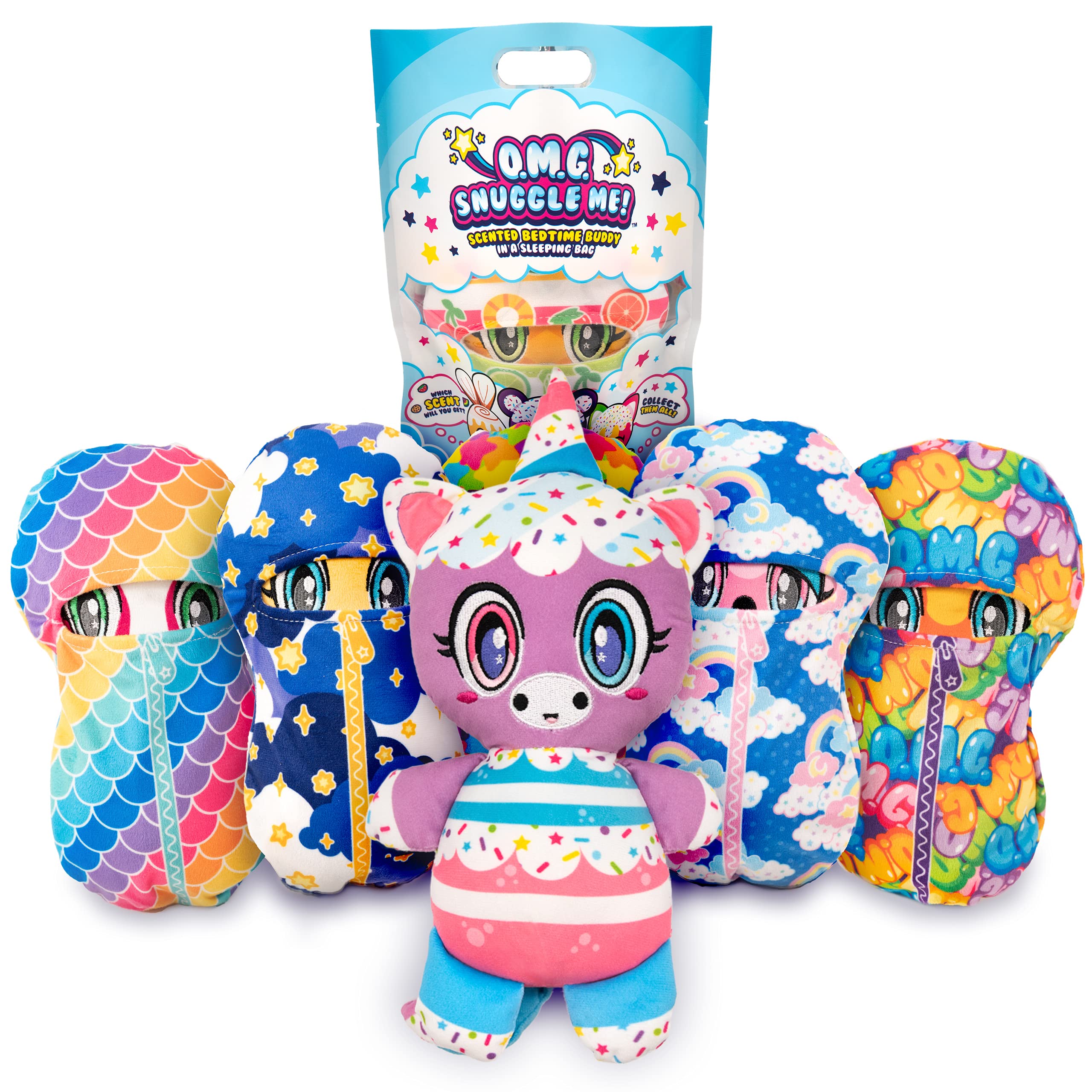 Scentco OMG Snuggle Me inside sleeping bag reveals the 10-inch scented plush