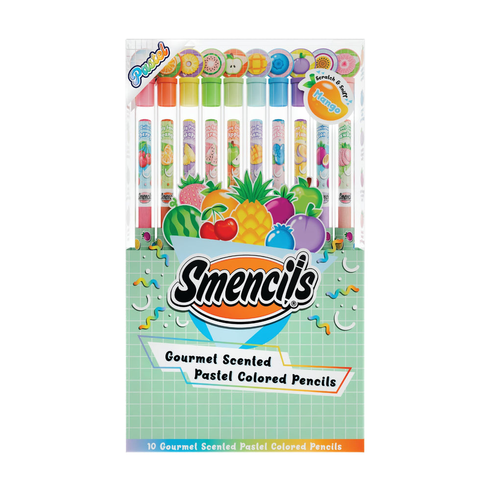 Scentco Pastel Smencils color swatches reveal vibrant hues.