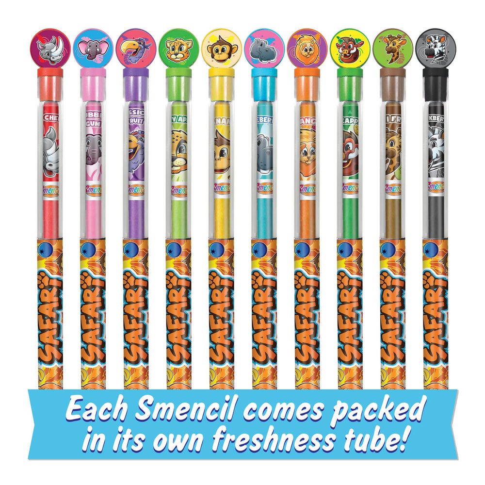 Scentco Safari Smencils recycled newspaper materials showcase sustainable school supplies.