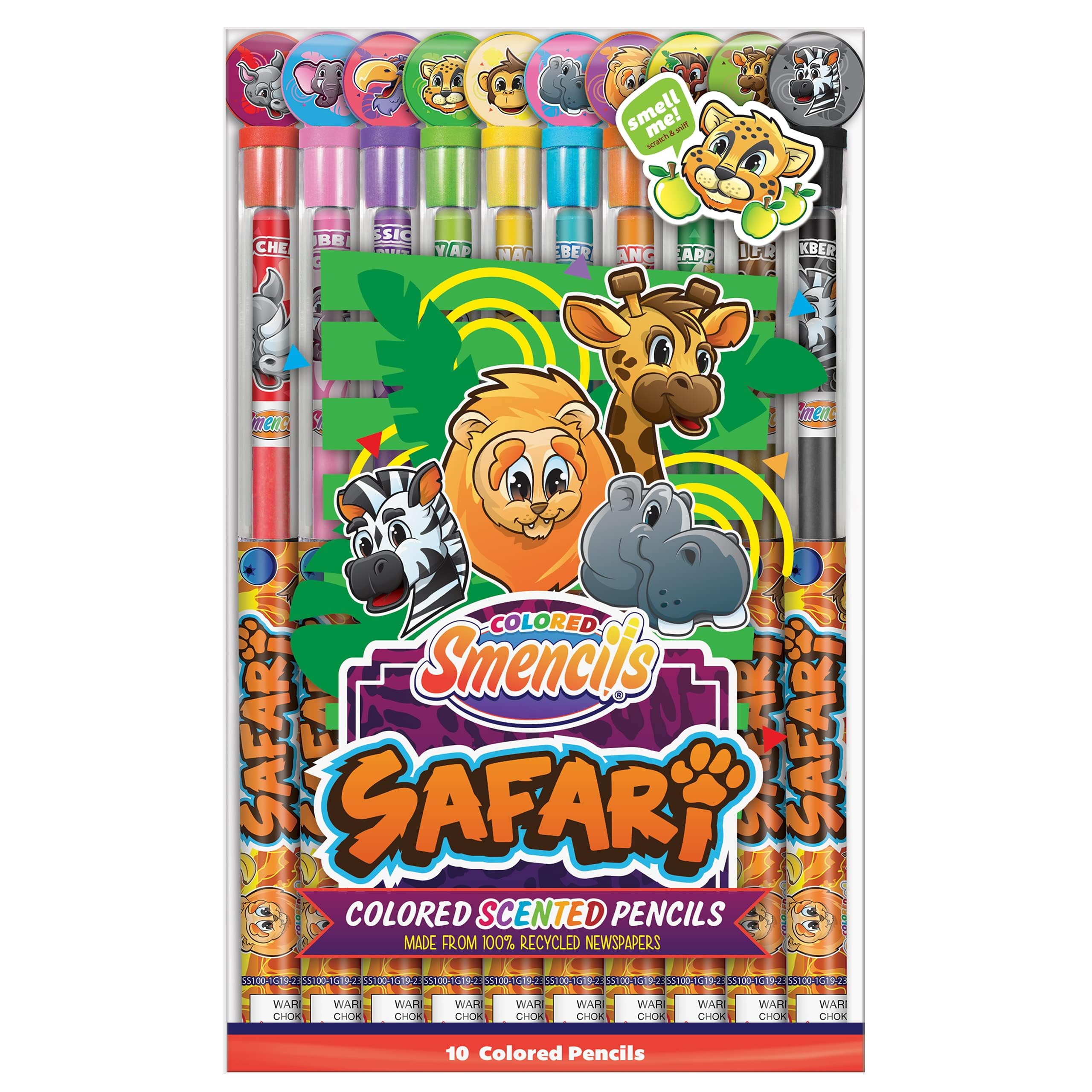 Scentco Safari Smencils vibrant colored pencils image highlights bold color and pre-sharpened convenience.