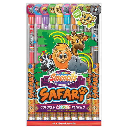 Scentco Safari Smencils vibrant colored pencils image highlights bold color and pre-sharpened convenience.