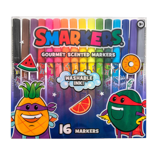 Scentco Smarkers fruity scents closeup highlights Passion Fruit, Mango, Pineapple.