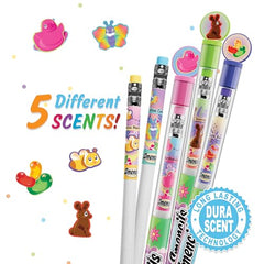 Scentco Smencils HB2 pencils close-up, pre-sharpened for quick homework and tests.