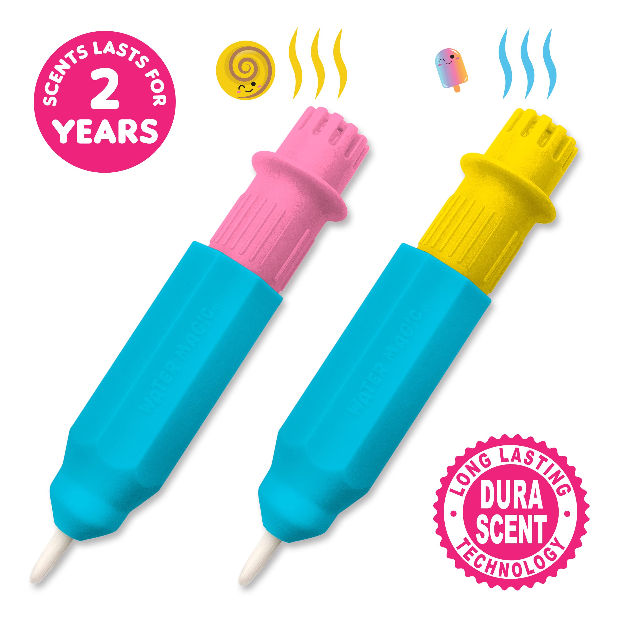 Scentco Water Magic Cinnamon pen in use for scented color reveal.
