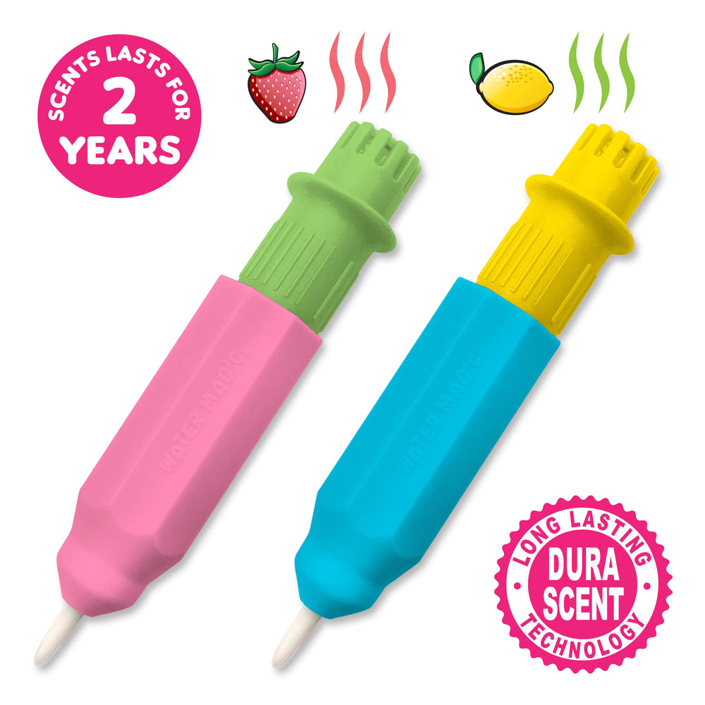 Scentco Water Magic Strawberry Picnic pages reveal color with water, sparing mess and ink.