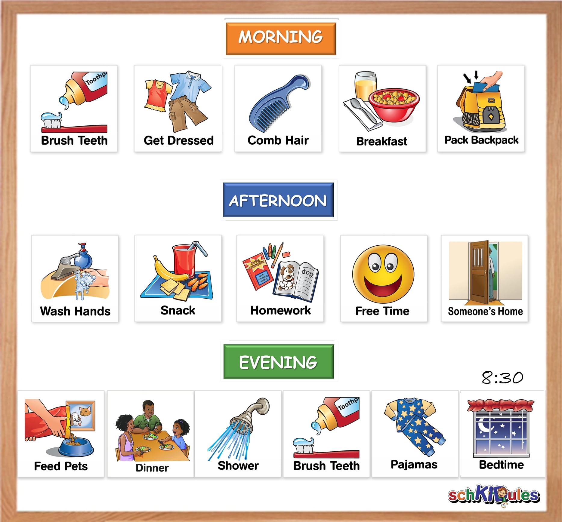 SchKIDules behavioral-prompt magnets use visuals to reinforce expectations