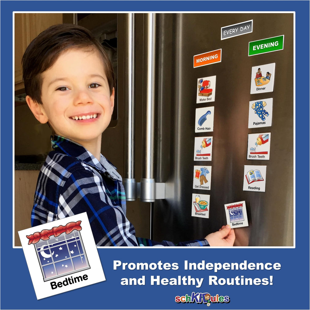 SchKIDules headings magnets enable quick daily and weekly schedule views