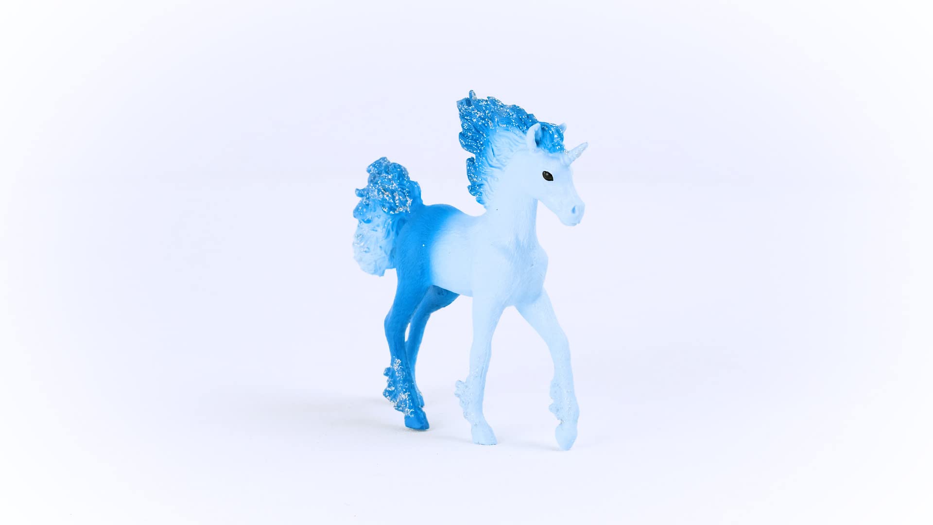 Schleich Bayala Elementa Water Flame Baby Unicorn on pastel background ideal for display.