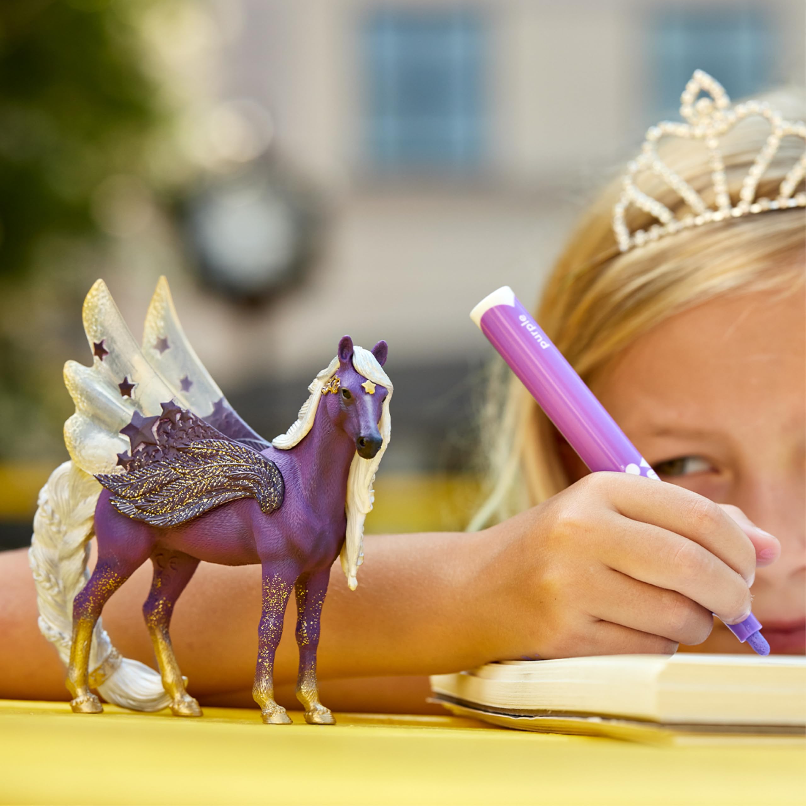 Schleich bayala Star Pegasus Mare close-up details reveal lifelike textures.