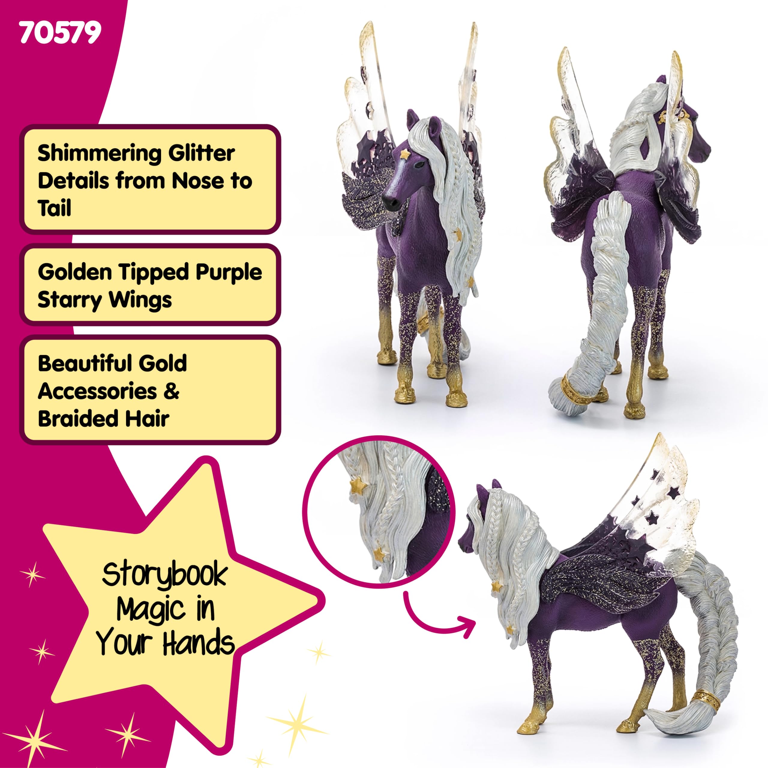 Schleich bayala Star Pegasus Mare held in hand for portable play.