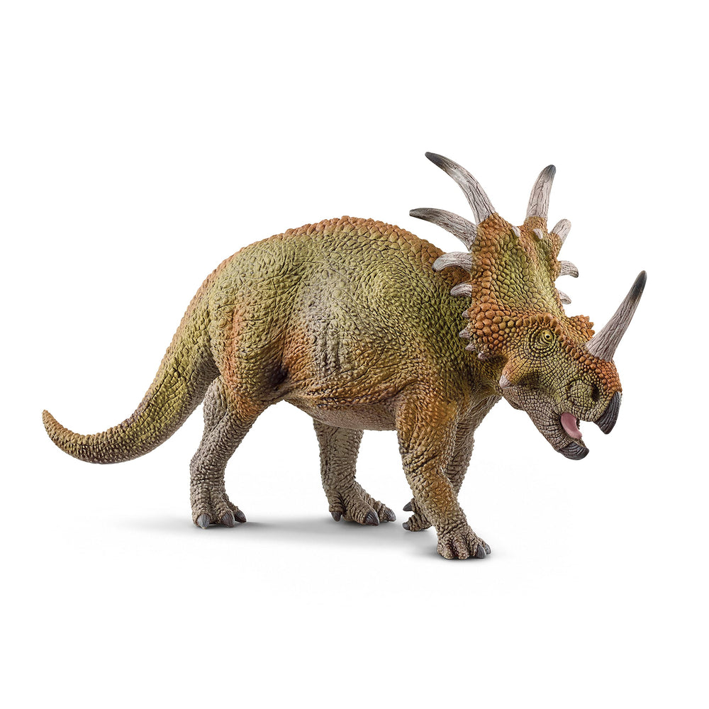 Schleich Styracosaurus figure front view for realistic imaginative play.