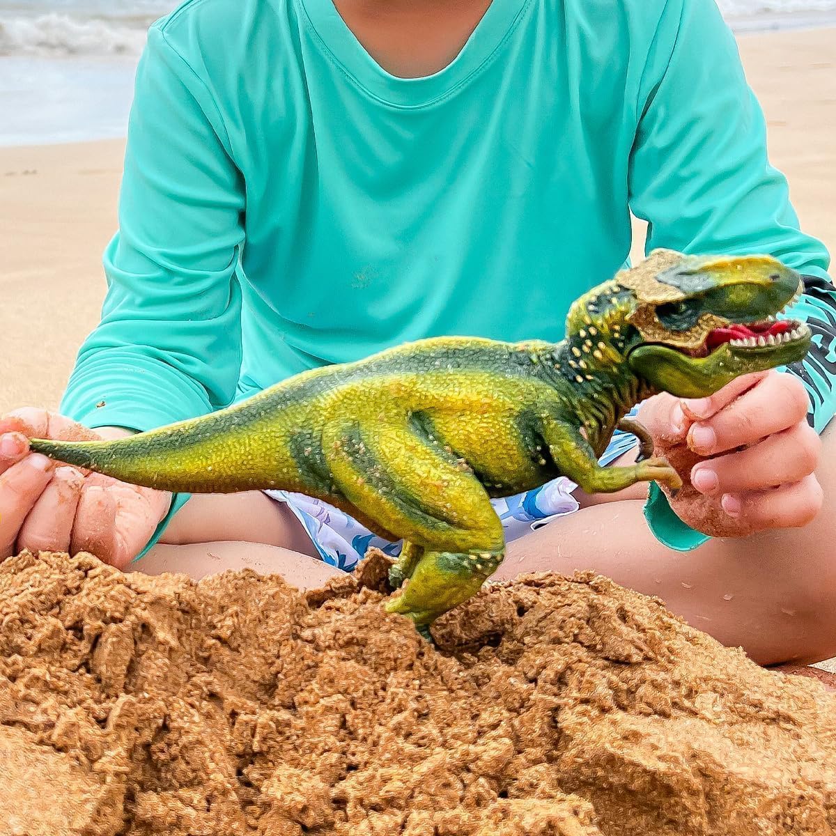 Schleich Dinosaurs T. Rex stands 11 inches tall for impressive display and action.