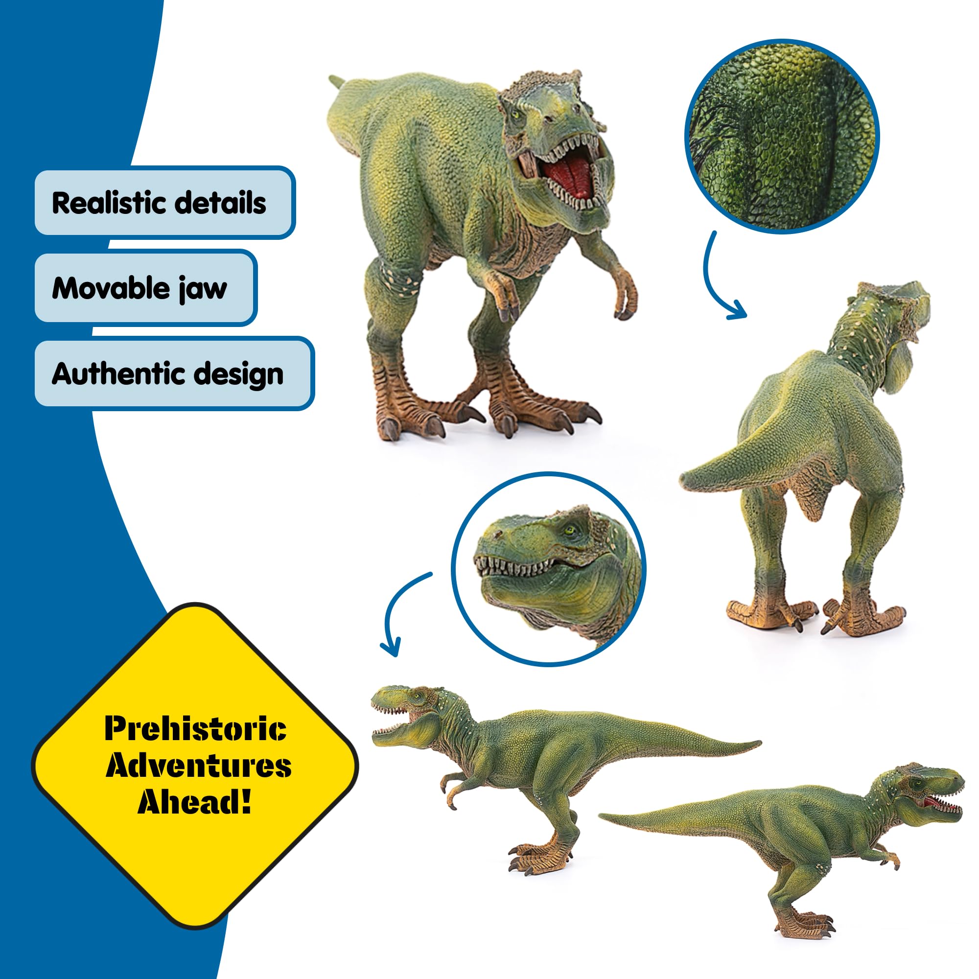 Schleich Dinosaurs T. Rex detailed skin adds museum-quality realism during pretend play.