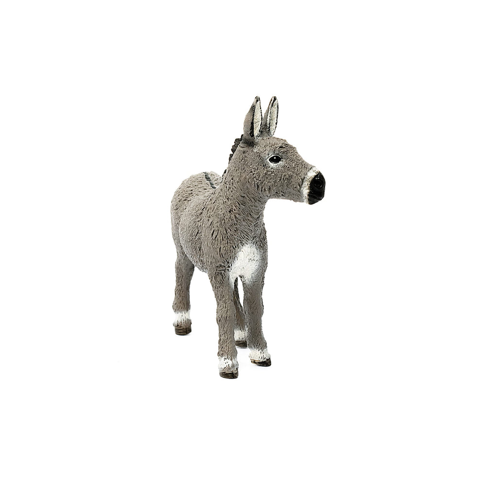 Schleich donkey figurine close-up showing textured coat and durable materials