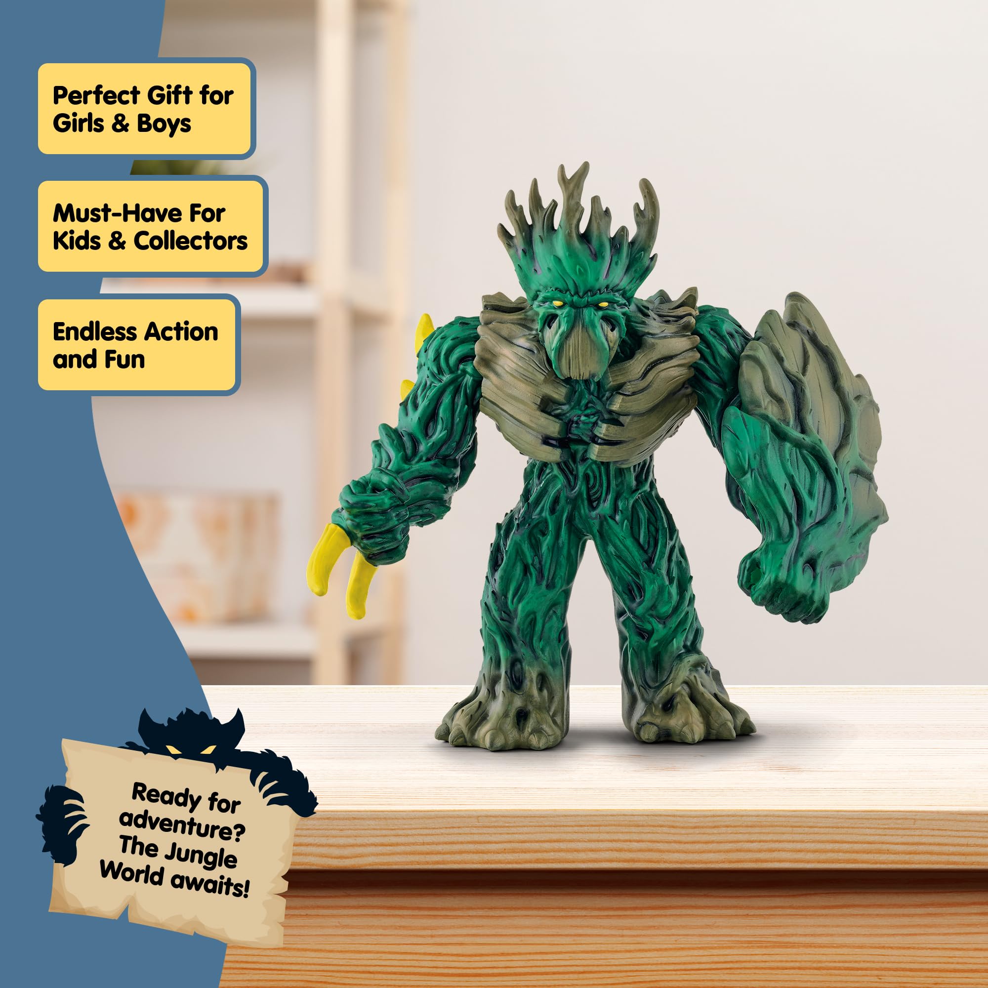 Schleich Eldrador Jungle Emperor rotating head helps spot allies and threats.