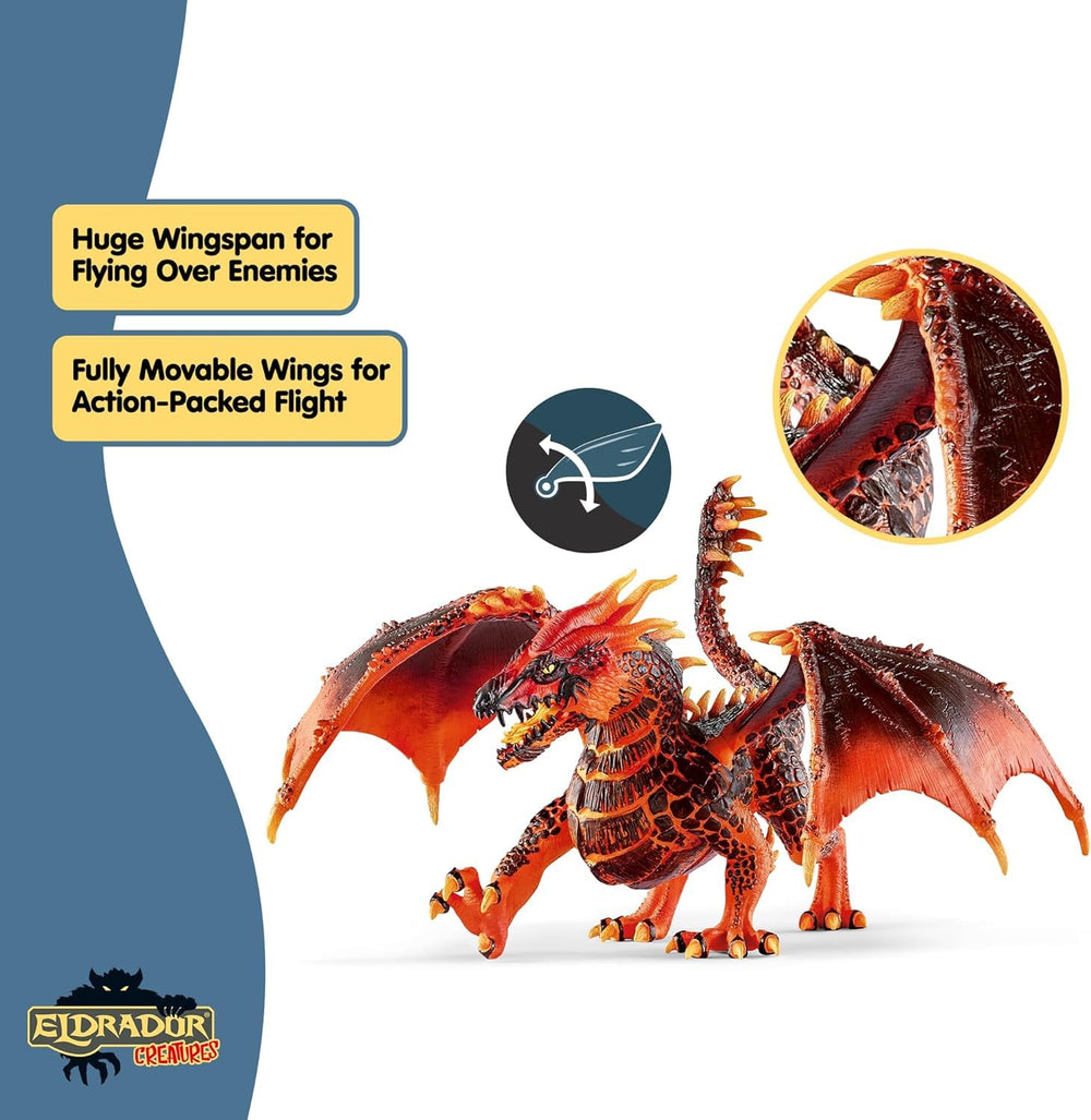 Schleich Eldrador Lava Dragon in a battle scene for imaginative play