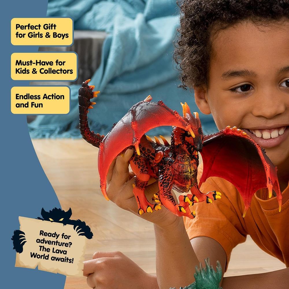 Schleich Eldrador Lava Dragon molten horns highlight dramatic fantasy scenes