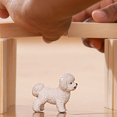 Schleich Farm World Bichon Frise figurine close-up fur texture for tactile play.